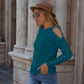 Pearl Patchwork Cold Shoulder Sweater