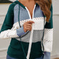 Color Block  Drawstring Hooded Sweater