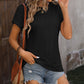 Cable-Knit Round Neck Short Sleeve T-Shirt