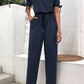 Off-Shoulder Tie Cuff Jumpsuit with Pockets