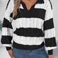 Cable-Knit Striped Long Sleeve Sweater