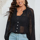 Openwork Button Up Long Sleeve Shirt