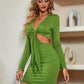 Cutout Twisted Front Plunge Neck Mini Dress