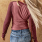 Color Block Exposed Seam Long Sleeve Top