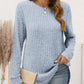 Ribbed Round Neck Long Sleeve T-Shirt