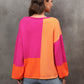 Color Block Round Neck Sweater