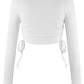 Drawstring Round Neck Long Sleeve Top