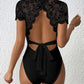 Lace Backless Round Neck Bodysuit