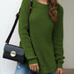 Slit Round Neck Long Sleeve Sweater