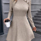 Decorative Button Mock Neck Long Sleeve Sweater Dress