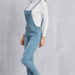 Distressed Washed Denim Overalls with Pockets