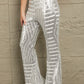 Double Take Sequin High Waist Flared Pants