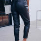 High Waist PU Leather Cropped Pants