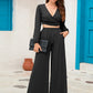 Surplice Top and Wide Leg Pants Set