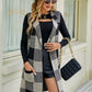 Plaid Lapel Collar Sleeveless Cardigan