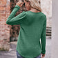 Double Take Pleated Detail Curved Hem Long Sleeve Top