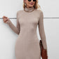 Cutout Mock Neck Long Sleeve Wrap Dress