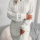 Cable-Knit Round Neck Mini Wrap Sweater Dress