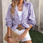 Striped Pocketed Button Up Long Sleeve Shirt