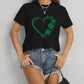 Heart Lucky Clover Round Neck Short Sleeve T-Shirt