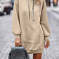 Textured Drawstring Tunic Hoodie