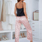 Lace Trim Cami and Polka Dot Satin Pajama Set