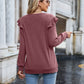 Ruffled Heathered V-Neck Long Sleeve T-Shirt