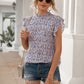 Ditsy Floral Mock Neck Cap Sleeve T-Shirt