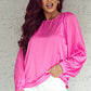 Round Neck Ruff Sleeve Blouse