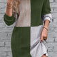 Textured Color Block Round Neck Dress