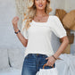 Eyelet Asymmetrical Neck Short Sleeve T-Shirt