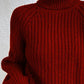 Full Size Turtleneck Rib-Knit Slit Sweater