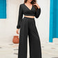 Surplice Top and Wide Leg Pants Set