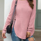 Slit Round Neck Long Sleeve Sweater