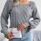 Decorative Button Cable-Knit Sweater