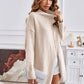 Exposed Seam Mock Neck Slit Sweater