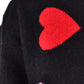 Heart Round Neck Droppped Shoulder Sweater