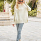 Ribbed Turtleneck Long Sleeve Slit Sweater