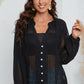 Openwork Button Up Long Sleeve Shirt