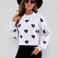 Heart Round Neck Dropped Shoulder Sweater