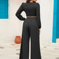 Surplice Top and Wide Leg Pants Set