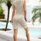 Fringe Trim Sleeveless Openwork Cover-Up Dress