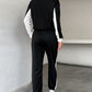 Striped Half Zip Cropped Sweatshirt and Joggers Set