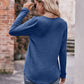 Double Take Pleated Detail Curved Hem Long Sleeve Top