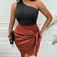 Plus Size One-Shoulder Sleeveless Tied Dress