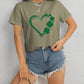 Heart Lucky Clover Round Neck Short Sleeve T-Shirt