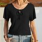 Eyelet Tie Neck Short Sleeve T-Shirt