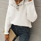 Ruffled Quarter-Button Sweater