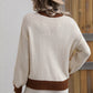 Contrast Trim Drop Shoulder Pullover Sweater