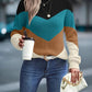 Color Block Round Neck Dropped Shoulder Sweater